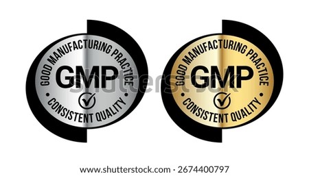 Round GMP certified badge for current good manufacturing practice labels