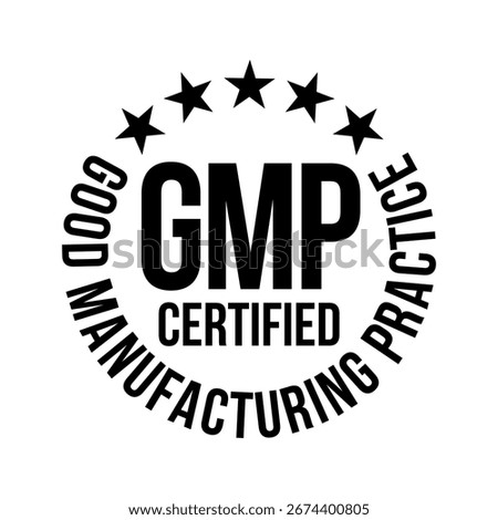 Round GMP certified badge for current good manufacturing practice labels
