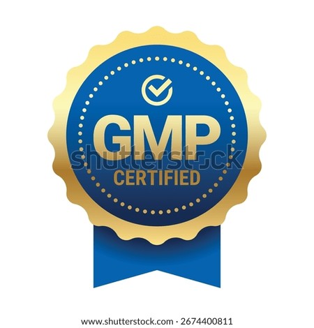 Round GMP certified badge for current good manufacturing practice labels