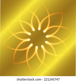 Round gold background with frame floral flower