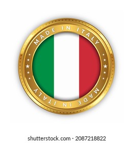 Round gold badge vector design with country flag of Italy