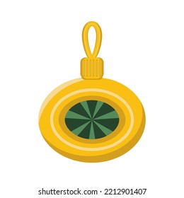Round gold Christmas decoration. vector illustration