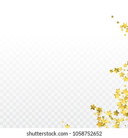 Round gold confetti. Celebrate background. Golden sparkles and dots on black backdrop. Christmas party invitation card template. Falling gold confetti. Glitter background. 