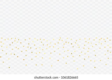 Round gold confetti. Celebrate background. Watercolor golden sparkles and dots. Voucher backdrop. Luxury invitation card template. Falling gold confetti. Glitter background. 