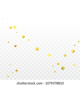 Round gold confetti. Celebrate background. Watercolor golden sparkles and dots. Explosion backdrop. Luxury invitation card template. Falling gold confetti. Glitter background. 