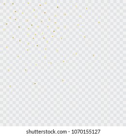 Round gold confetti. Glitter vector celebrate background. Watercolor golden sparkles and dots. Voucher backdrop. Christmas party invitation card template. Falling gold confetti. Glitter background. 