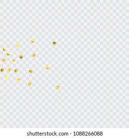 Round gold confetti. Glitter vector celebrate background. Abstract golden sparkles and dots. Explosion backdrop. Luxury invitation card template. Falling Glitter background. 