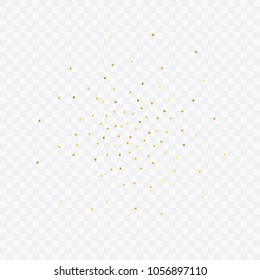 Round gold confetti. Glow vector celebrate background. Watercolor golden sparkles and dots. Voucher backdrop. Christmas party invitation card template. Falling gold confetti. Glitter background. 