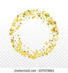 Round gold confetti. Glow vector celebrate background. Watercolor golden sparkles and dots. Voucher backdrop. Christmas party invitation card template. Falling gold confetti. Glitter background. 
