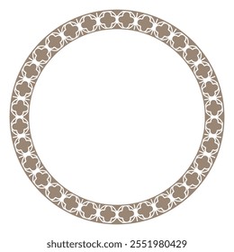 Round gold decorative luxury frame, seamless arabic, andalusian, oriental, authentic arabian style. Gold andalusian, islamic, geometric style with seamless border. Design plate, ceramic, printing