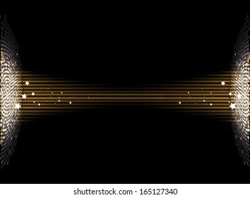 Round gold disco lights circle abstract background