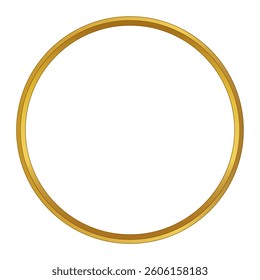Round gold frame with elegant, luxury design. Perfect for decoration, invitations, vintage cards, ornate templates. Metallic golden border, premium style for classic and modern projects