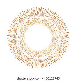 Round gold geometric frame isolated on white background.. Golden sparkling template for design with place for text. Stylish hand drawn circle logo. 