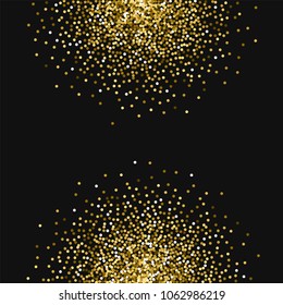 Round gold glitter. Abstract half circles on black background. Impressive vector illustration.