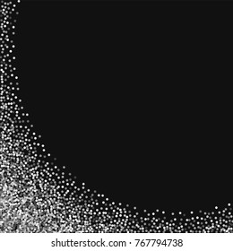 Round gold glitter. Abstract left bottom corner with round gold glitter on black background. Comely Vector illustration.