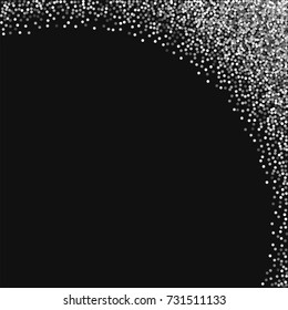 Round gold glitter. Abstract right top corner on black background. Ravishing vector illustration.
