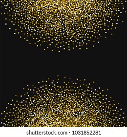 Round gold glitter. Abstract semicircle on black background. Ravishing vector illustration.