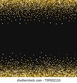 Round gold glitter. Borders on black background. Curious vector illustration.