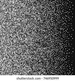 Round gold glitter. Left gradient on black background. Symmetrical vector illustration.