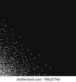 Round gold glitter. Messy bottom left corner on black background. Memorable vector illustration.