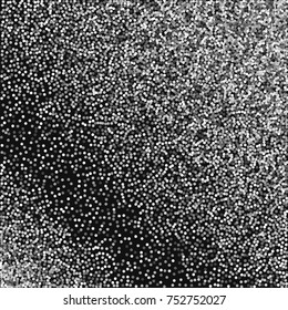 Round gold glitter. Random scatter on black background. Cute vector illustration.