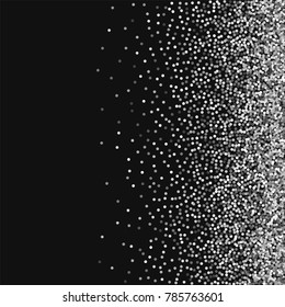 Round gold glitter. Scatter right gradient on black background. Mesmeric vector illustration.