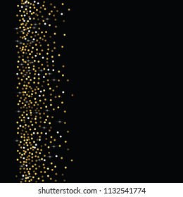 Round gold glitter. Scatter top gradient on black background. Excellent vector illustration.