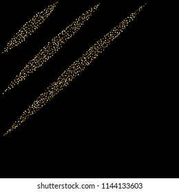 Round gold glitter. Scatter top gradient on black background. Excellent vector illustration.
