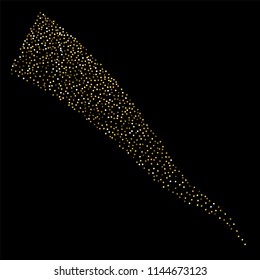 Round gold glitter. Scatter top gradient on black background. Excellent vector illustration.