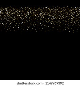 Round gold glitter. Scatter top gradient on black background. Excellent vector illustration.