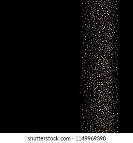 Round gold glitter. Scatter top gradient on black background. Excellent vector illustration.