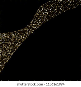 Round gold glitter. Scatter top gradient on black background. Excellent vector illustration.