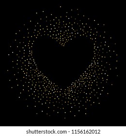 Round gold glitter. Scatter top gradient on black background. Excellent vector illustration.