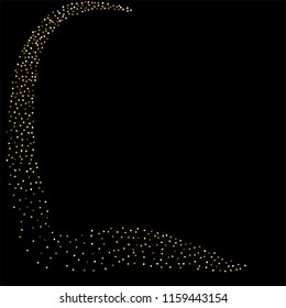 Round gold glitter. Scatter top gradient on black background. Excellent vector illustration.