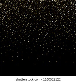 Round gold glitter. Scatter top gradient on black background. Excellent vector illustration.