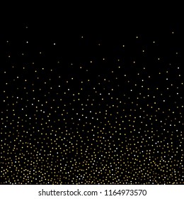 Round gold glitter. Scatter top gradient on black background. Excellent vector illustration.