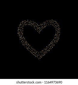 Round gold glitter. Scatter top gradient on black background. Excellent vector illustration.