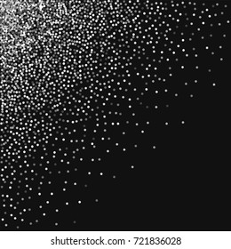 Round gold glitter. Scattered top left corner with round gold glitter on black background. Appealing Vector illustration.