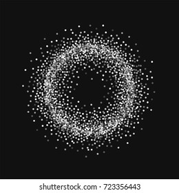 Round gold glitter. Small circle frame with round gold glitter on black background. Wondrous Vector illustration.
