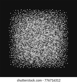 Round gold glitter. Square frame with round gold glitter on black background. Sightly Vector illustration.