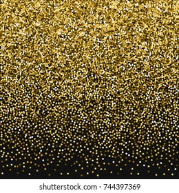 Round gold glitter. Top gradient on black background. Stunning vector illustration.