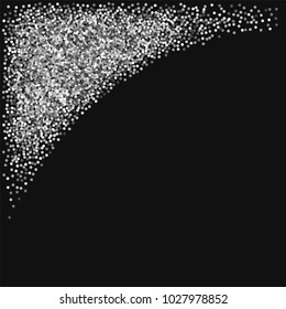 Round gold glitter. Top left corner on black background. Outstanding vector illustration.