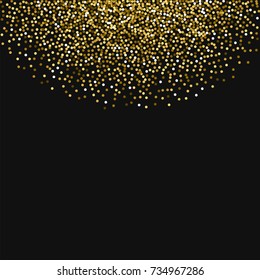 Round gold glitter. Top semicircle on black background. Cute vector illustration.