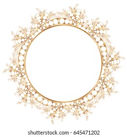 Round gold lace border frame silhouettes. Can be used for decoration and design photo frame, menu, card, scrapbook, album. Vector Illustration.