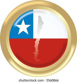 round gold medal with map and flag from Chile