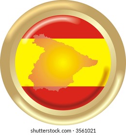 round gold medal with map and flag from Spain