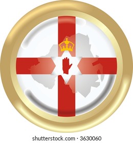 round gold medal with map and flag from north ireland