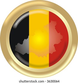 round gold medal with map and flag from belgium