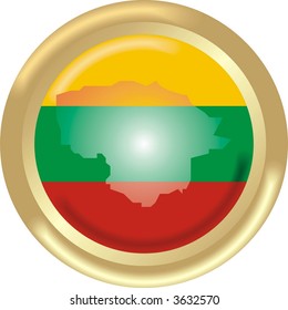 round gold medal with map and flag from lithuania