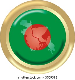 round gold medal with map and flag from bangladesh